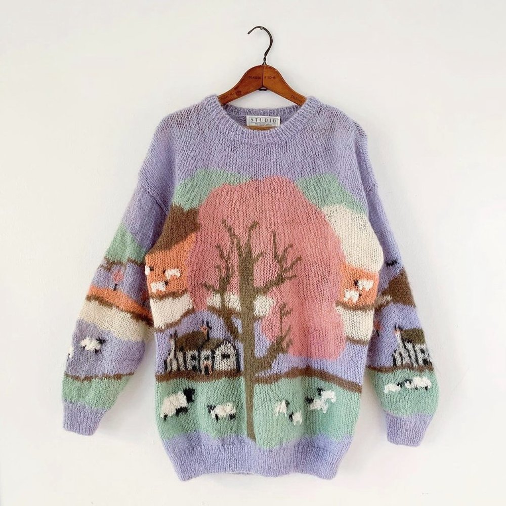 Vintage Scenic Sheep Sweater